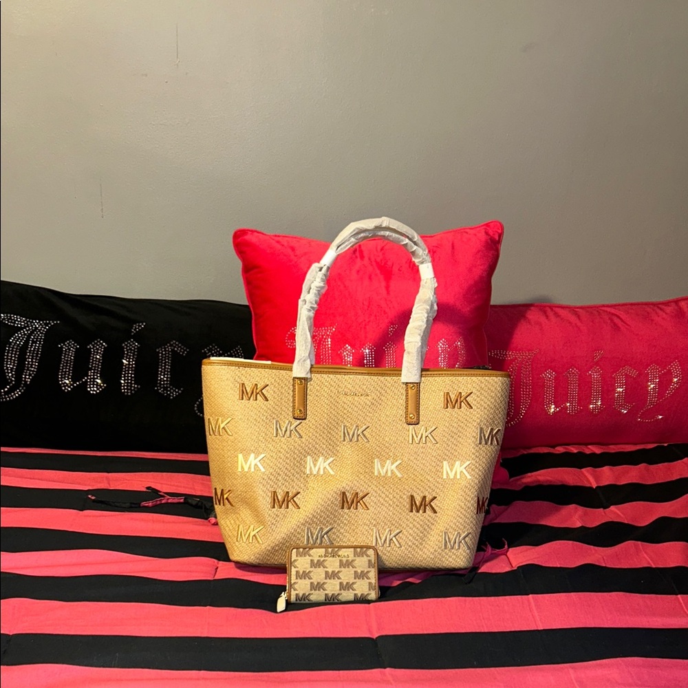 Michael Kors Beige and Brown Logo Tote